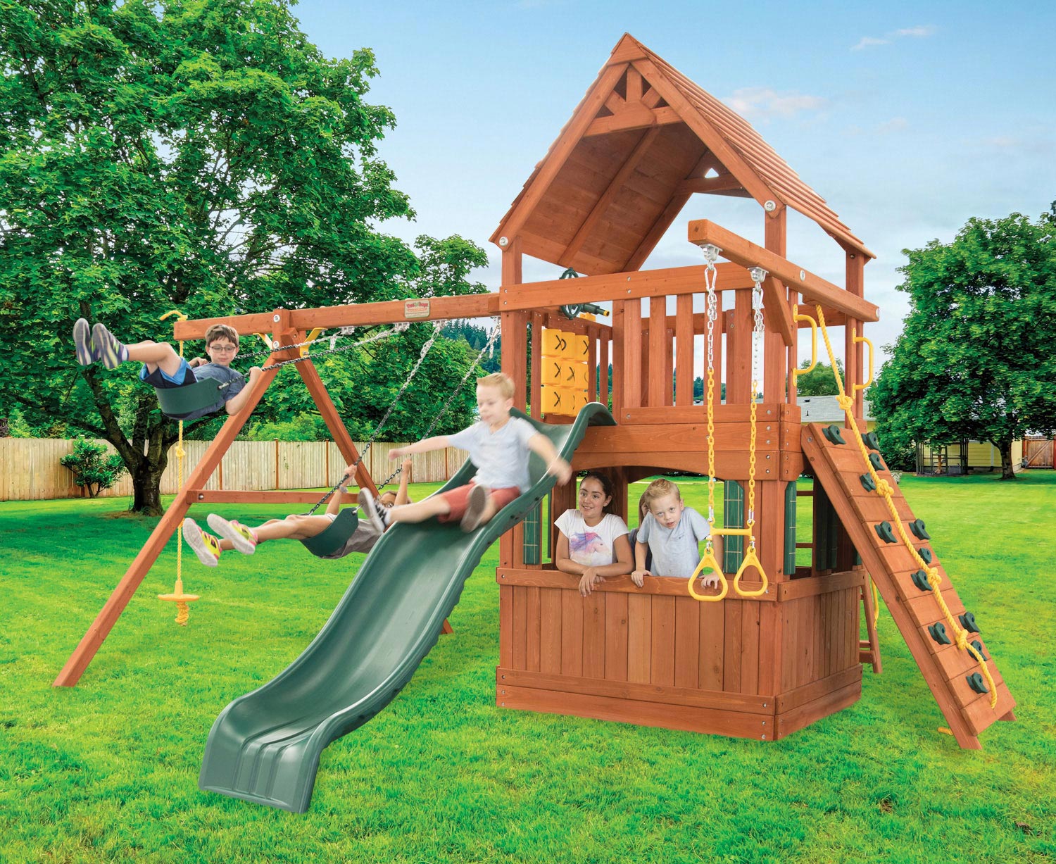 outdoor fort with slide
