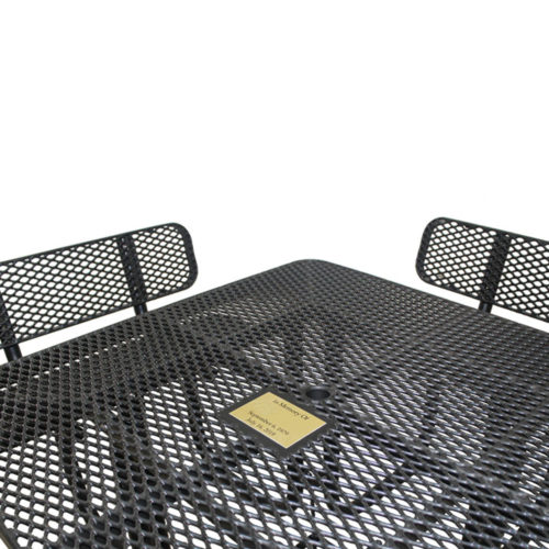 4′ Square Memorial Picnic Table w/ Backrests | Free Standing | Plastisol Coated Expanded Metal