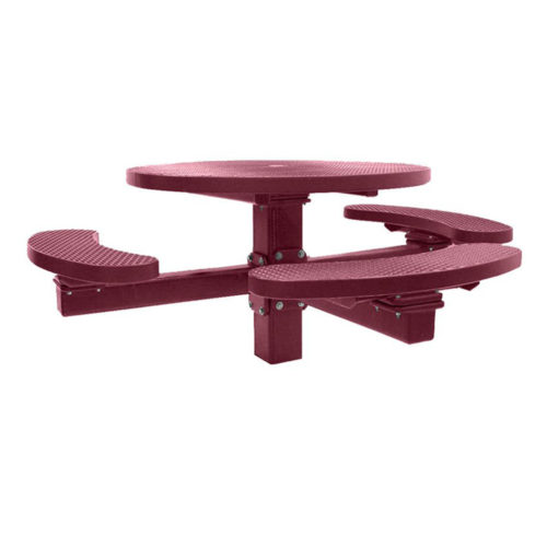 4′ Round Picnic Table | Direct Bury Single Pedestal | Plastisol Coated Expanded Metal