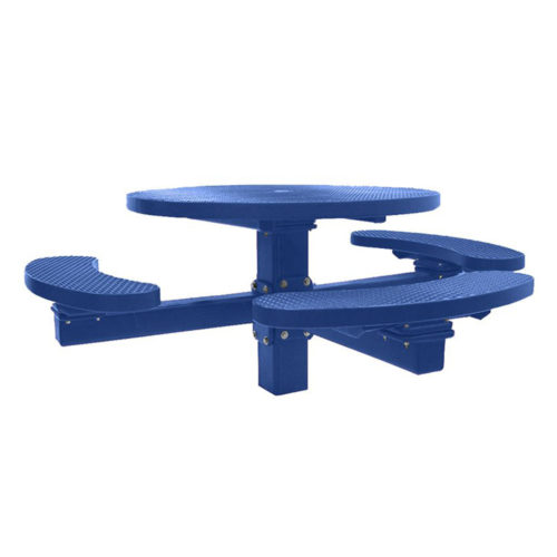 3-Seats | 4′ Round ADA Picnic Table | Single Pedestal | Plastisol Coated Perforated Steel