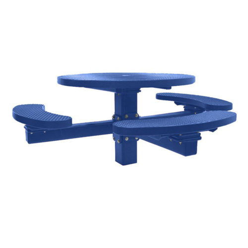 4′ Round Smooth-Top Picnic Table | Single Pedestal | Plastisol Coated Perforated Steel Seats