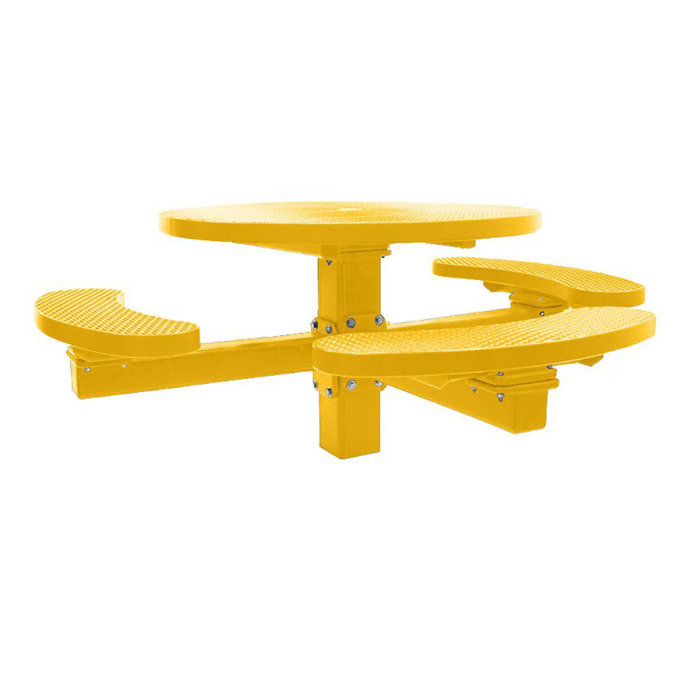 4′ Round Picnic Table | Direct Bury Single Pedestal | Plastisol Coated Perforated Steel
