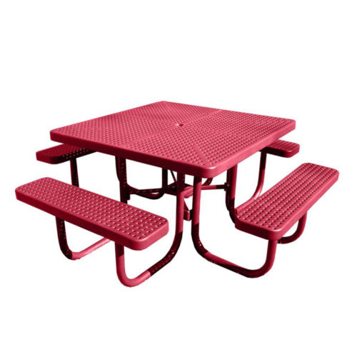 4′ Square Picnic Table | Free Standing | Plastisol Coated Perforated Steel
