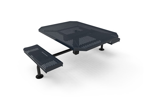 Octagon Rolled Nexus Pedestal Table with Perforated Steel