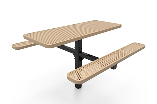 Rectangular Single Pedestal Picnic Table with Perforated Steel