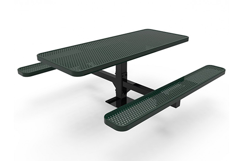 Rectangular Single Pedestal Picnic Table with Perforated Steel